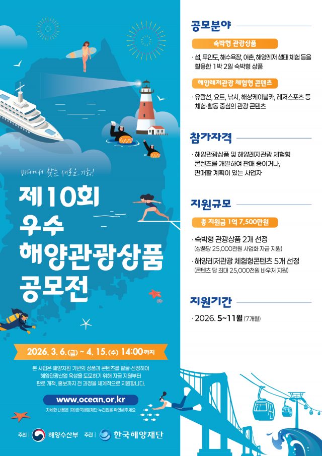 다시 찾고 머무르고 싶은 바다 만든다… 우수 해양관광상품 공모