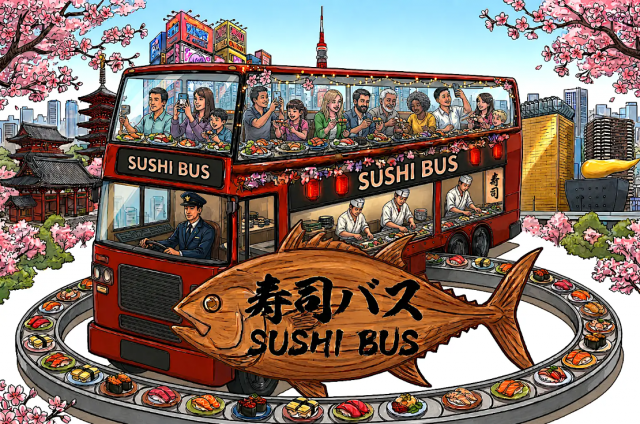 달리는 버스에서 초밥 한 접시…도쿄에 ‘SUSHI BUS’ 뜬다